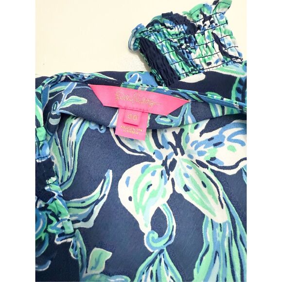 Lilly Pulitzer Women's High Tide Navy Take It or Leaf It Cristiana Dress Size 00 - Picture 4 of 6